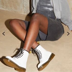 Dr. Martens White Combat Boots with Black Laces